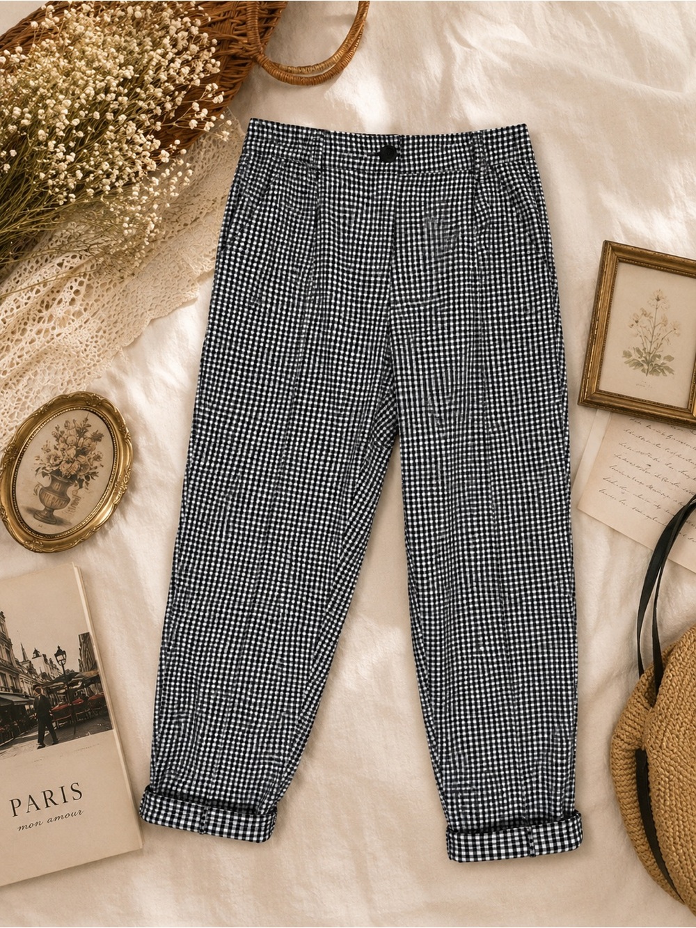Urban Outfitters Black and White Gingham women’s Capris Chinos